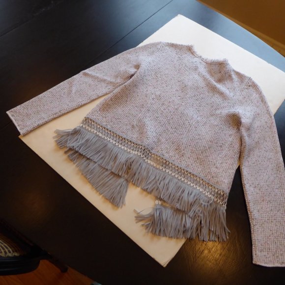 Nic & Zoe Fringe Short Women Open Front Dress Sweater Cardigan Jacket US Size S - Picture 14 of 16